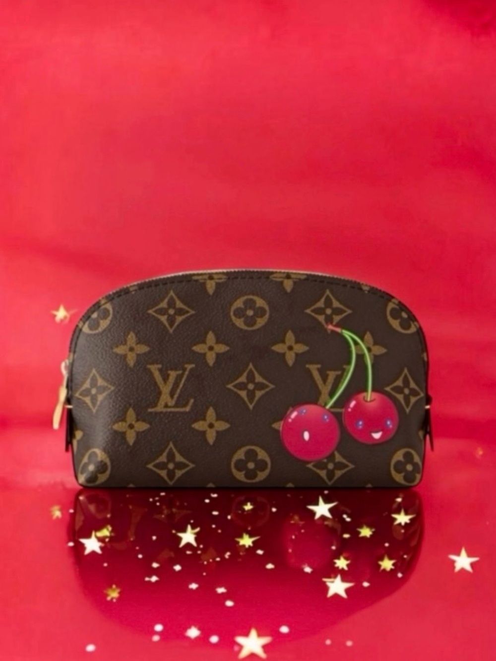 🆕💞LOUIS VUITTON x MURAKAMI Monogram Cerise / Cherry Motif Cosmetic Pouch • NWT